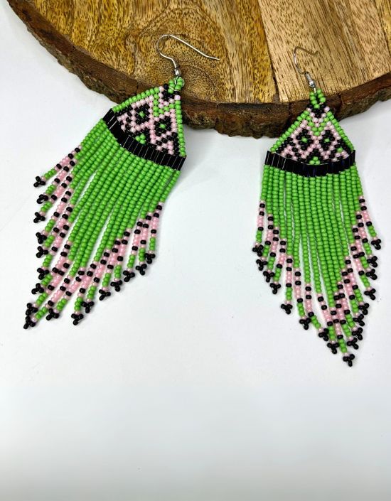 VIVAZS Green Color Cute Aesthetic Beaded Earrings