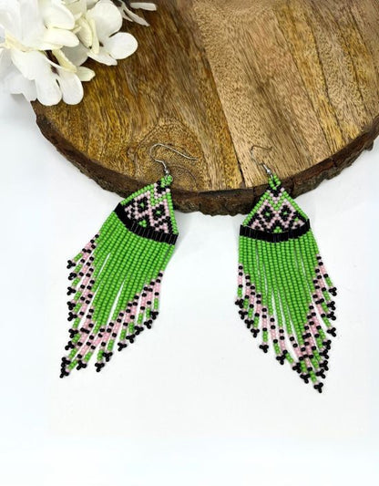 VIVAZS Green Color Cute Aesthetic Beaded Earrings