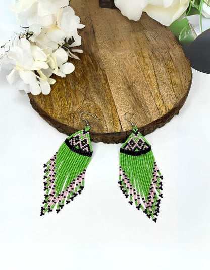 VIVAZS Green Color Cute Aesthetic Beaded Earrings