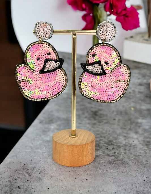 VIVAZS Quirky Handmade Beaded Duck Earrings For Women & Girls