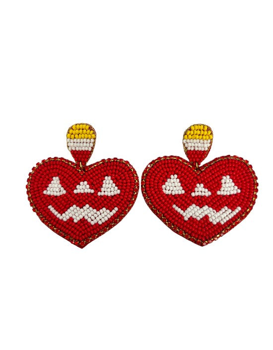 VIVAZS Handmade Love: Red Beaded Heart Earrings For Women