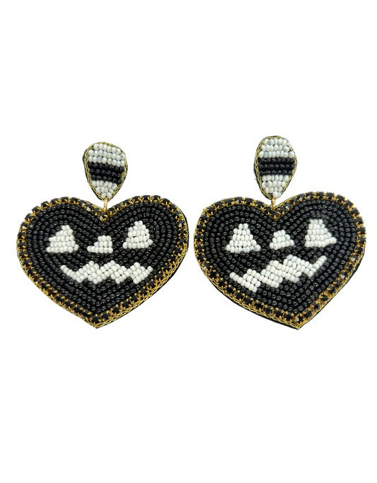 VIVAZS Handmade Love - Black Beaded Heart Earrings For Women and Girls