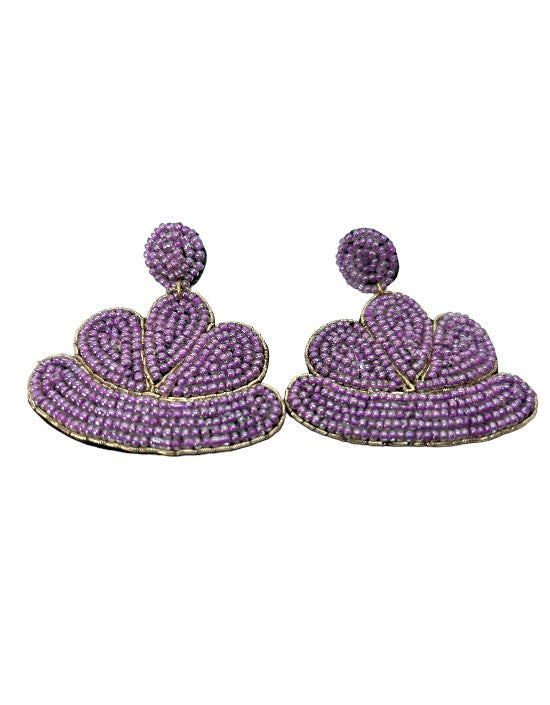 VIVAZS Purple Beaded Earrings -Quirky Handmade Multicolored Beaded Embroidered Earrings For Women