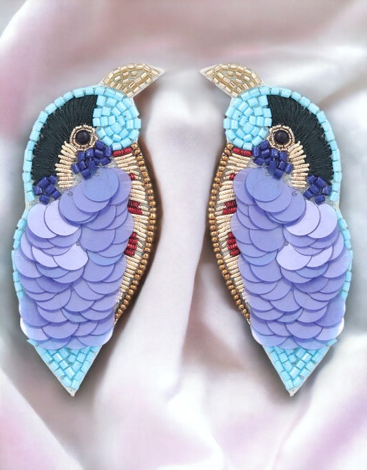 VIVAZS Parrot Earrings- Quirky Blue Beaded Birds Earrings For Women & Girls