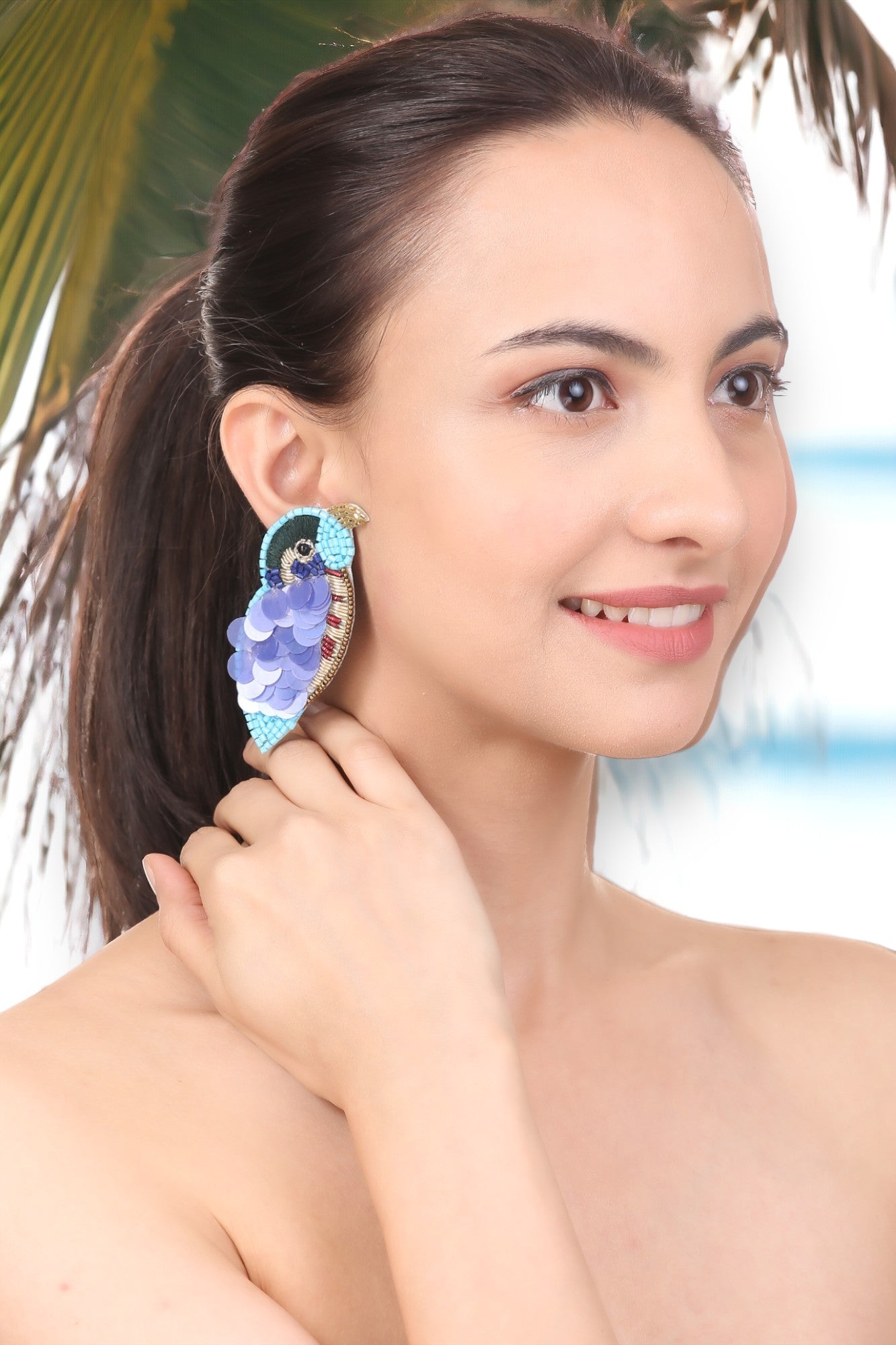 VIVAZS Parrot Earrings- Quirky Blue Beaded Birds Earrings For Women & Girls