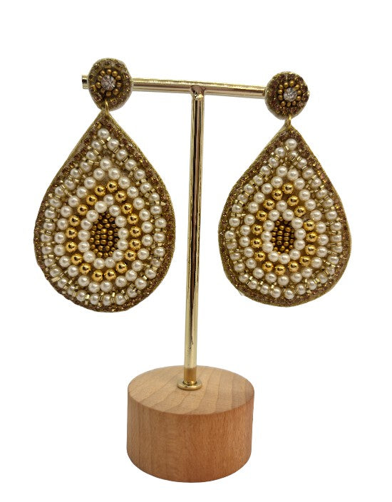 VIVAZS Golden Beaded Handmade Earrings For Women