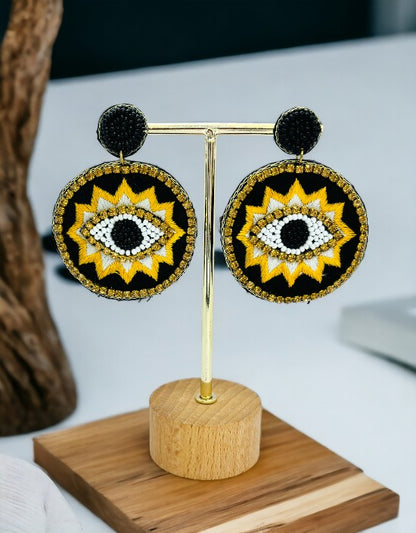 VIVAZS Black Evil Eye Handmade Earrings