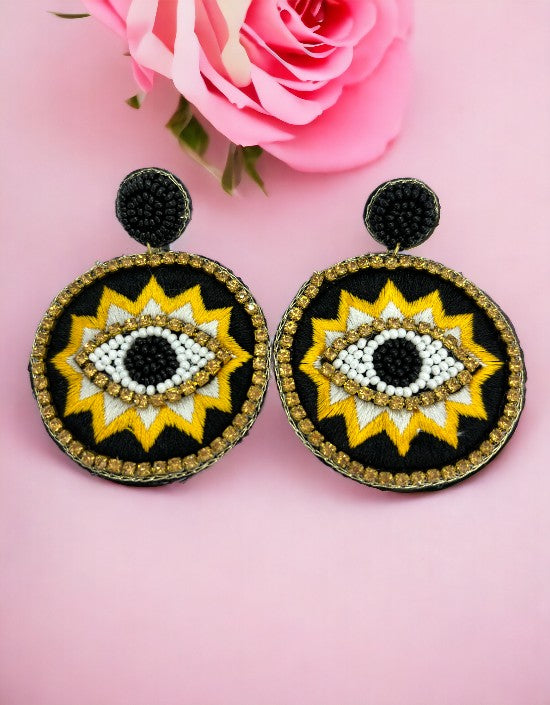 VIVAZS Black Evil Eye Handmade Earrings