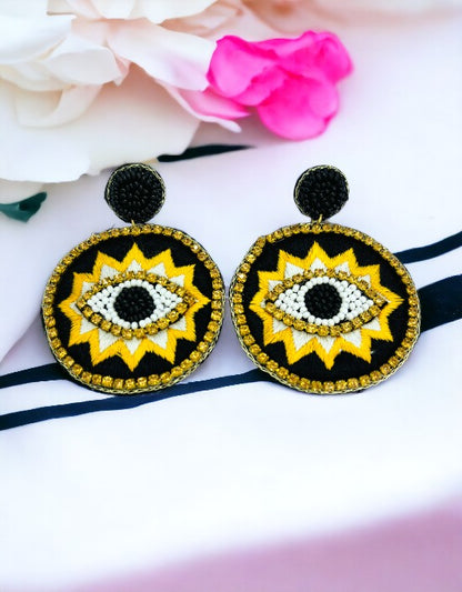 VIVAZS Black Evil Eye Handmade Earrings