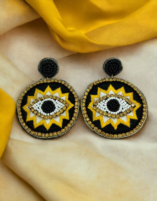 VIVAZS Black Evil Eye Handmade Earrings