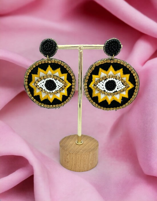 VIVAZS Black Evil Eye Handmade Earrings