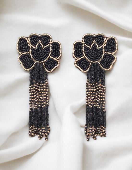 VIVAZS Black Flower Handmade Earrings For Women & Girls