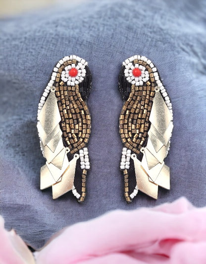 VIVAZS Quirky Bird Handmade Beaded Earrings For Women & Girls