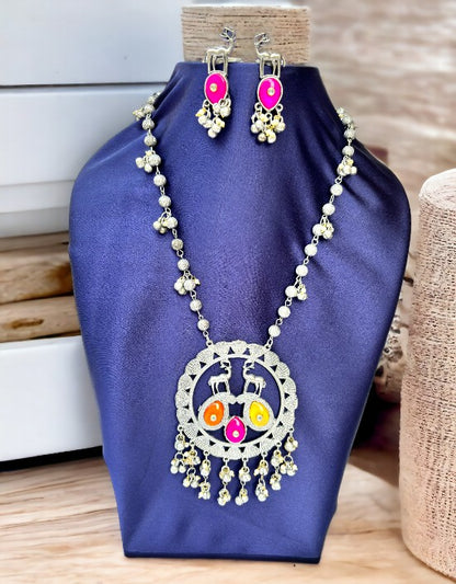 VIVAZS Dual Tone Choker with Multicoloured Stones with Ghungroo