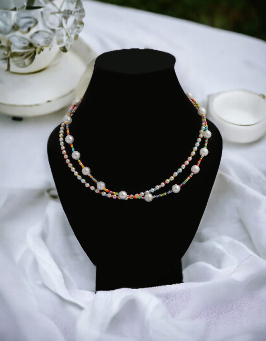 VIVAZS Multicolor Beaded Beach Surfer Necklace