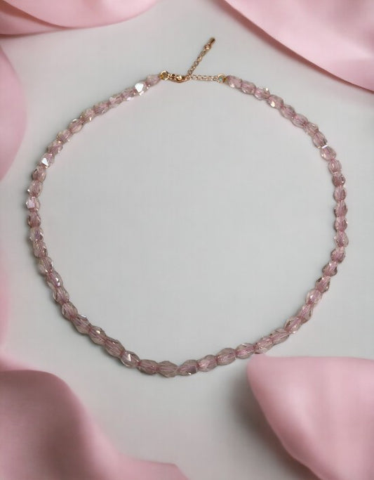 VIVAZS Pink Glass Beads Choker Necklace