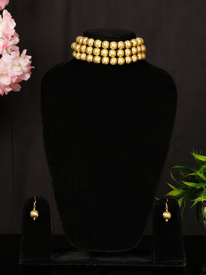 VIVAZS Golden color balls Choker and Earrings set