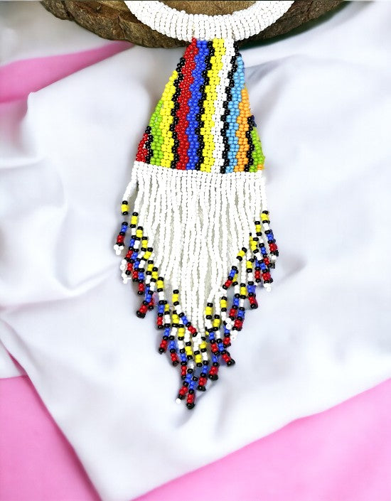 VIVAZS White Tribal Pendant Jewelry | African Maasai White Necklace