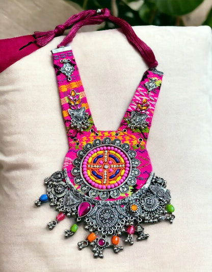 VIVAZS Boho Necklace in Hot Pink