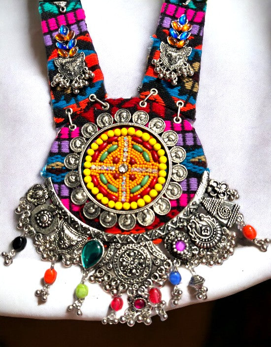 VIVAZS  Boho Necklace Multicolor with Black Base colour