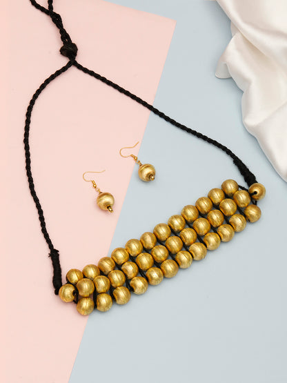 VIVAZS Golden color balls Choker and Earrings set