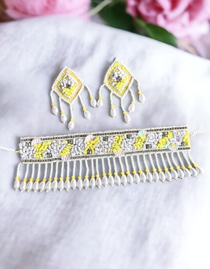 Vivazs Yellow Jewellery Set For Handmade Haldi Mehndi Jewellery Set For Wedding