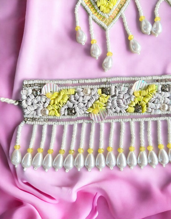 Vivazs Yellow Jewellery Set For Handmade Haldi Mehndi Jewellery Set For Wedding