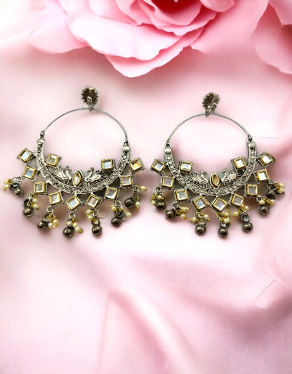 VIVAZS Peacock Silver Hoops Earrings