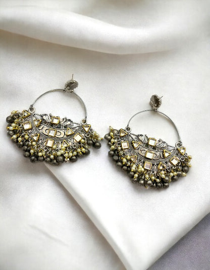 VIVAZS Peacock Silver Hoops Earrings