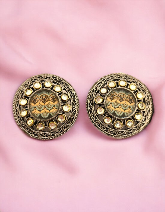 VIVAZS Indian Oxidized Studs