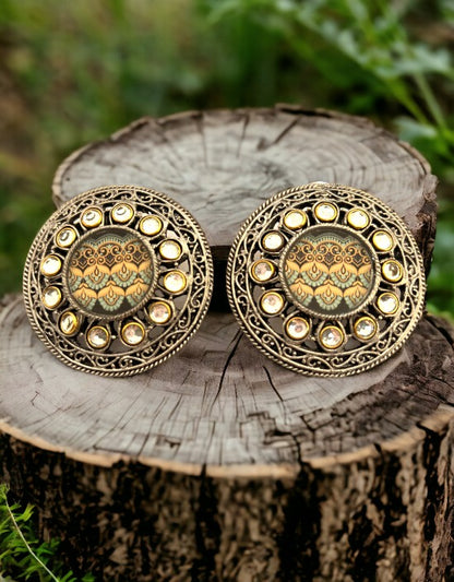 VIVAZS Indian Oxidized Studs