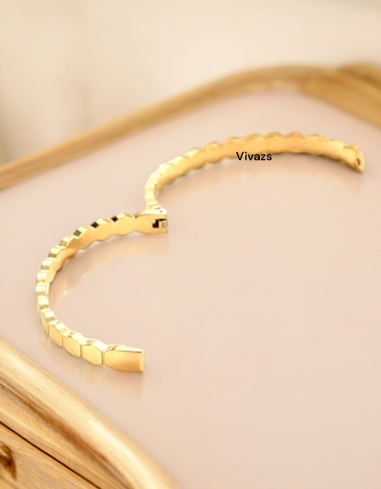 VIVAZS 18K PVD GOLD Plated Hexagon Bangle