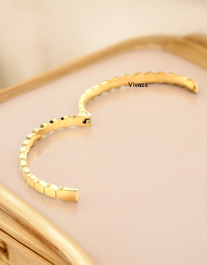 VIVAZS 18K PVD GOLD Plated Hexagon Bangle