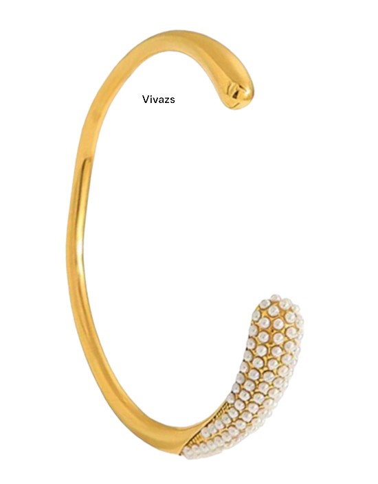 VIVAZS 18K PVD GOLD Pearl Cuff Bracelet