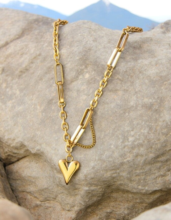 VIVAZS 18K PVD Gold Plated Heart Shape Necklace