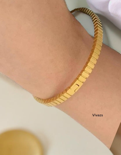 VIVAZS 18K PVD GOLD Plated Bangle Bracelet