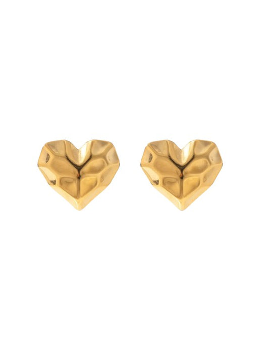 VIVAZS 18K PVD Gold Plated Gold Heart Stud Earrings