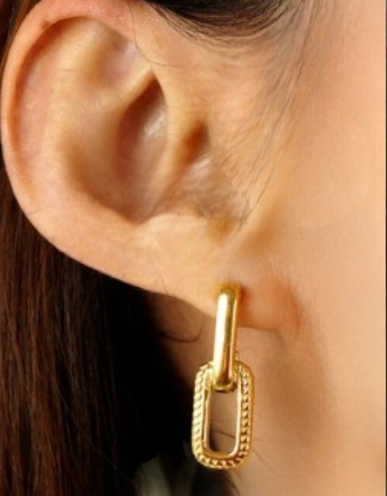 VIVAZS 18K PVD Gold Plated Dangle Earrings