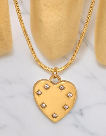 VIVAZS Love Heart Pendant With  Snake Chain Necklace