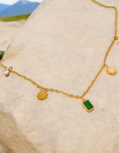 VIVAZS Emerald Necklace Pendant Chain