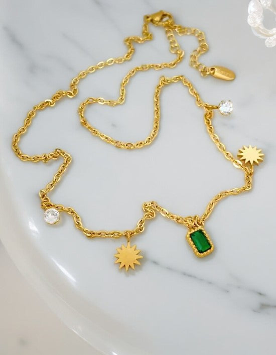 VIVAZS Emerald Necklace Pendant Chain