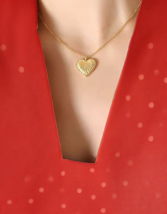 VIVAZS 18K PVD Gold Plated Heart Pendant Necklace