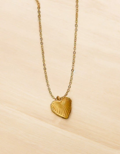 VIVAZS 18K PVD Gold Plated Heart Pendant Necklace