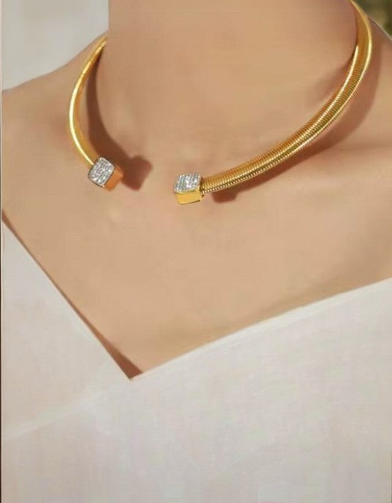 VIVAZS 7.5mm Wide PVD GOLD plated Choker Necklace