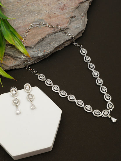 VIVAZS Silver-Plated AD Stone Classy Necklace