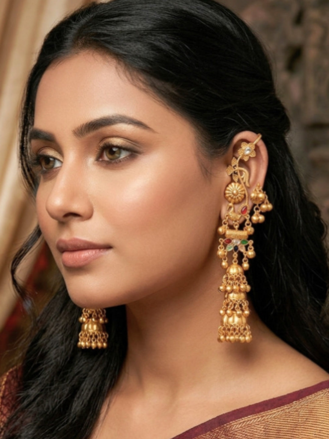 VIVAZS Kashmiri Drop earcuff Earrings Jhumkas